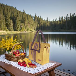 Foonty Stripe Pattern Jute Lunch Bag