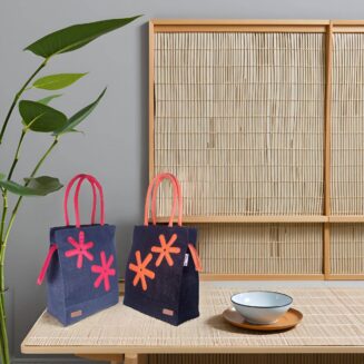 Foonty Star Pattern Jute Lunch Bag(Pack of 2)