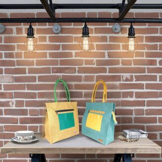 Foonty Patch Pocket Jute Lunch Bag(Pack of 2)