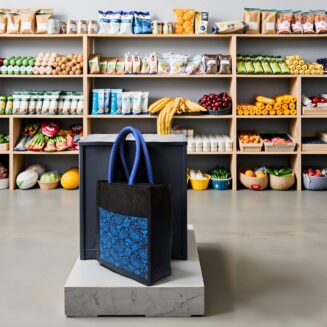 Foonty Front Pocket Printed Pattern Jute Lunch/Grocery/Travel Bag